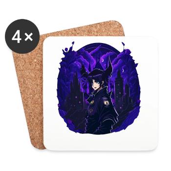 Goth Anime Girl dark night - Coasters (set of 4) - white - Front