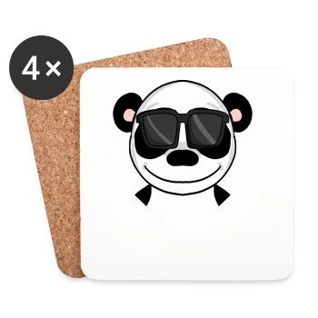 Ours panda cool avec des lunettes de soleil - Dessous de verre (lot de 4) - blanc - Devant