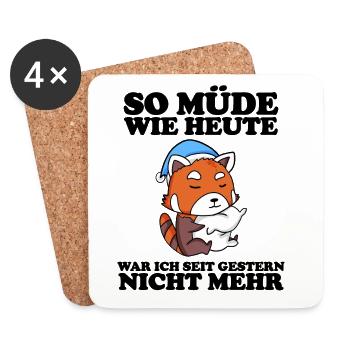 Müde Spruch lustig Schlafen Ausschlafen Faul - Untersetzer (4er-Set) - Weiß - Vorne