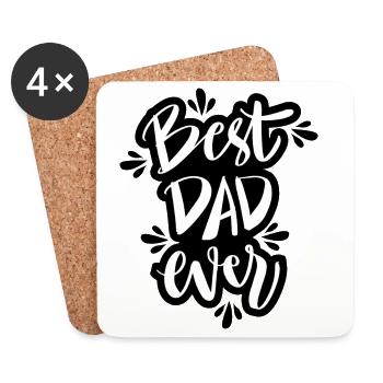 Meilleur papa de tous les temps : typographie de texte en noir et blanc - Dessous de verre (lot de 4) - blanc - Devant