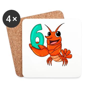 6 Birthday 6 years old with animal motif - six - Coasters (set of 4) - white - Front