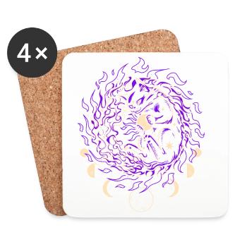 FEU COSMIQUE | Chat magique, gardien des étoiles - Dessous de verre (lot de 4) - blanc - Devant