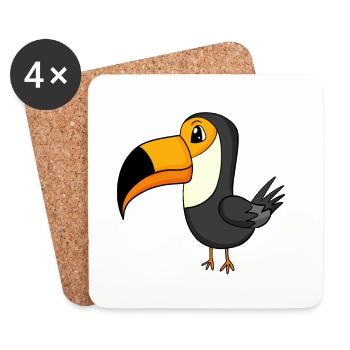 Toucans Bird Birds Motif - Coasters (set of 4) - white - Front