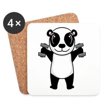 Panda Hantel Training Krafttraining Fitness - Untersetzer (4er-Set) - Weiß - Vorne