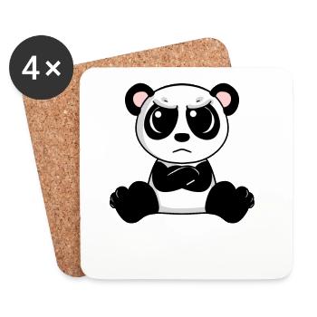 wütender Panda - Untersetzer (4er-Set) - Weiß - Vorne