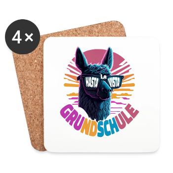 Lama Alpaka Hasta La Vista Einschulung 5.Klasse - Untersetzer (4er-Set) - Weiß - Vorne