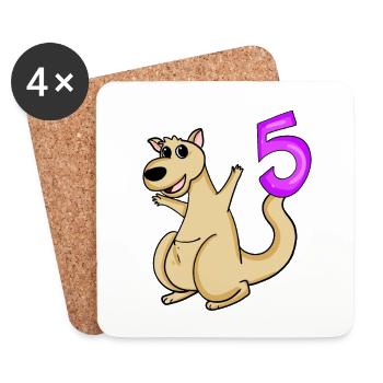 5 Birthday 5 Year Old with Animal Motif - Five - Coasters (set of 4) - white - Front