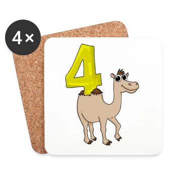 4 birthday 4 years old with animal motif - three - Coasters (set of 4) - white - Front