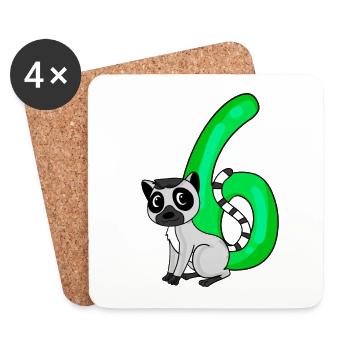 6 Birthday 6 years old with animal motif - six - Coasters (set of 4) - white - Front