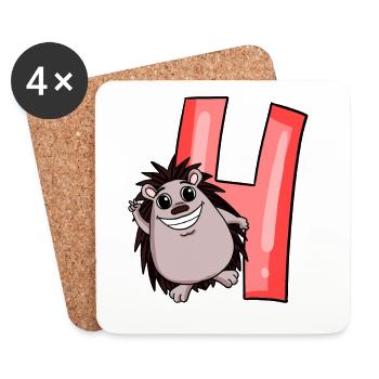 4 birthday 4 years old with animal motif - four - Coasters (set of 4) - white - Front