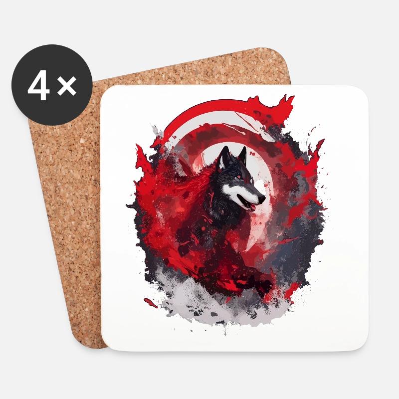 Wolfsblut Japan Wolfs Kunst - Untersetzer (4er-Set) - Weiß