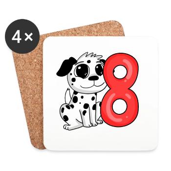 8 Anniversaire 8 ans avec motif chien - huit - Dessous de verre (lot de 4) - blanc - Devant