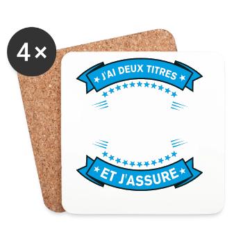 Papa Papy Deux Titres Cadeau Humoristique - Dessous de verre (lot de 4) - blanc - Devant