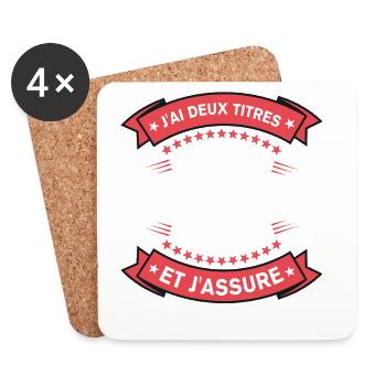 Deux Titres Papa Et Beau-Père Cadeau humour - Dessous de verre (lot de 4) - blanc - Devant