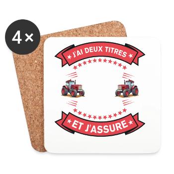 Deux Titres Papy Et Agriculteur Cadeau Humour - Dessous de verre (lot de 4) - blanc - Devant