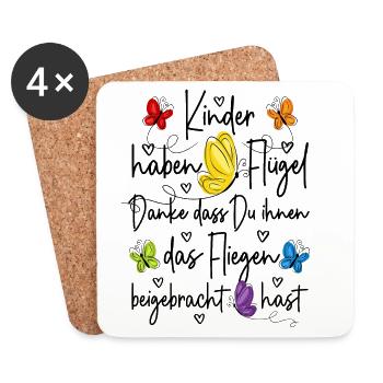 Kita Abschied Danke - Kinder haben Flügel  - Untersetzer (4er-Set) - Weiß - Vorne