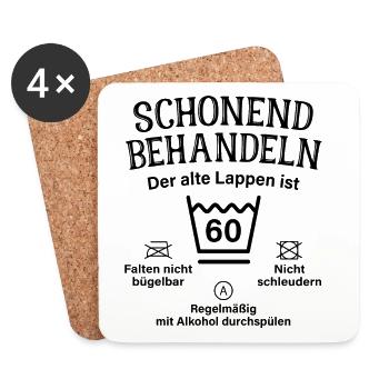 60. Geburtstag Schonend Behandeln Alte Lappen 60 - Untersetzer (4er-Set) - Weiß - Vorne