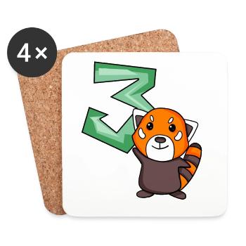 3. Geburtstag Motiv Roter Panda - drei Jahre alt - Untersetzer (4er-Set) - Weiß - Vorne