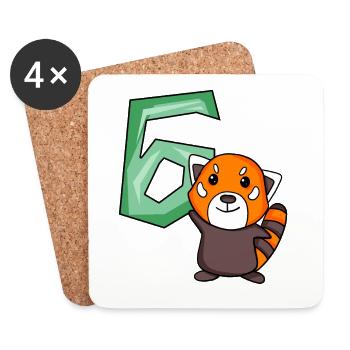 6. Geburtstag Motiv Roter Panda - sechs Jahre alt - Untersetzer (4er-Set) - Weiß - Vorne