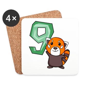 9. Geburtstag Motiv Roter Panda - neun Jahre alt - Untersetzer (4er-Set) - Weiß - Vorne