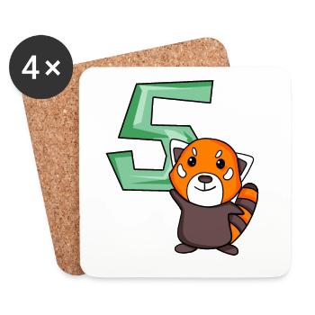 5. Geburtstag Motiv Roter Panda - fünf Jahre alt - Untersetzer (4er-Set) - Weiß - Vorne