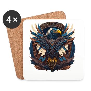 Aigle amérindien Amérindien Amérindien Faucon Animal - Dessous de verre (lot de 4) - blanc - Devant