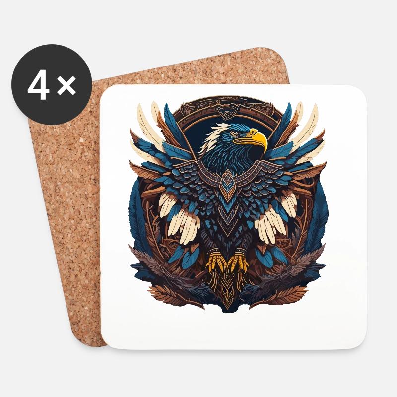 Native American Adler Indianer Falke Tier - Untersetzer (4er-Set) - Weiß