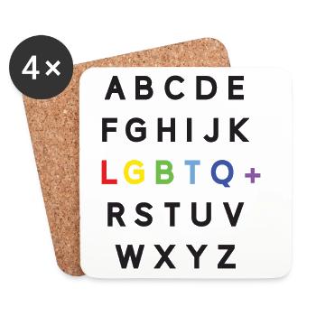 Pride Month LGBTQ - LGBTQ Alphabet - Coasters (set of 4) - white - Front