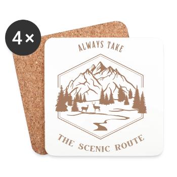 Prenez toujours la route panoramique - Amoureux de la nature - Dessous de verre (lot de 4) - blanc - Devant