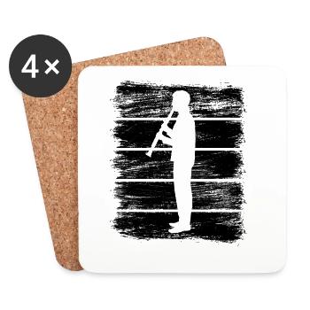 Dessin clarinettiste - Dessous de verre (lot de 4) - blanc - Devant