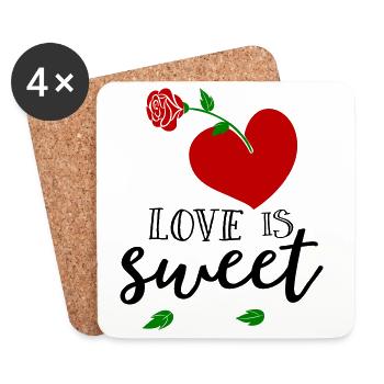 L’amour est doux, Herz - Dessous de verre (lot de 4) - blanc - Devant