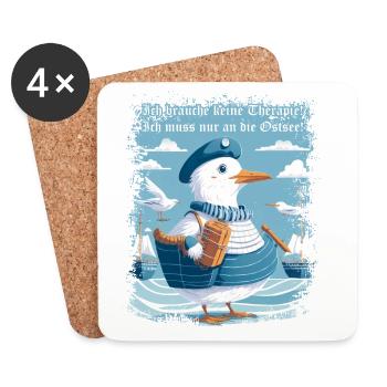 Ich brauche keine Therapie, muss nur an die Ostsee - Untersetzer (4er-Set) - Weiß - Vorne