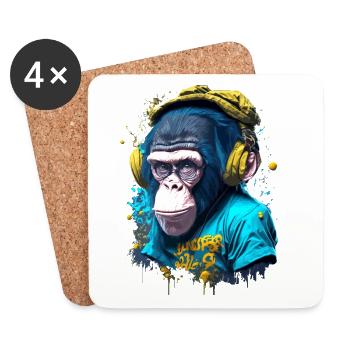 Singe emblématique - Dessous de verre (lot de 4) - blanc - Devant