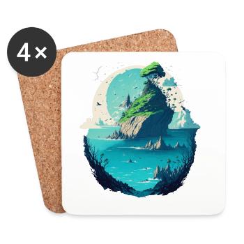 Imaginative Asian island landscape - Coasters (set of 4) - white - Front