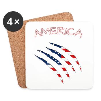 America, Claws, Cuts, Amerika, USA, American Flag  - Untersetzer (4er-Set) - Weiß - Vorne