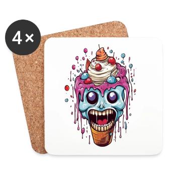 Colorful Treat for the Dead with Cream Topping - Coasters (set of 4) - white - Front