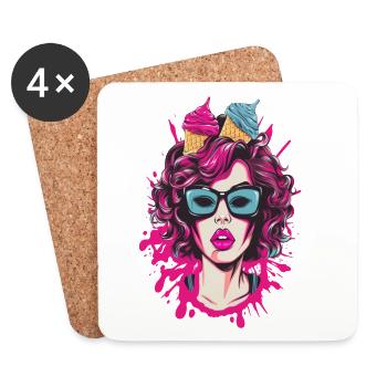 Lebendige Pop-Art Comics Schwester - Untersetzer (4er-Set) - Weiß - Vorne