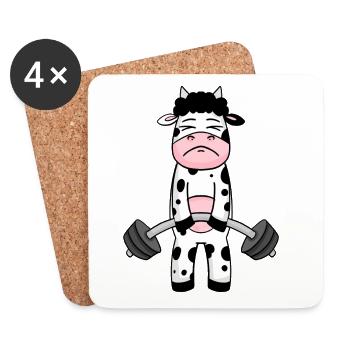 Cow Fitness Motivation Gym Gift - Coasters (set of 4) - white - Front