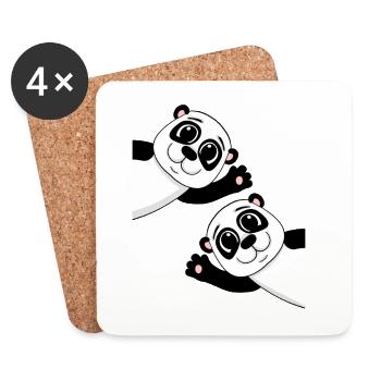Cute pandas - Coasters (set of 4) - white - Front