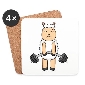 Bodybuilder Sheep Fitness Motivation Gift - Coasters (set of 4) - white - Front