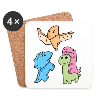 Dinosaure - Dessous de verre (lot de 4) - blanc - Devant
