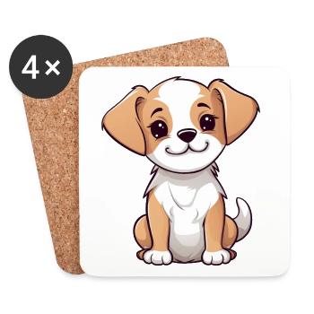 Cute Little Dog Puppy Child Baby Gift Dogs - Coasters (set of 4) - white - Front