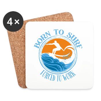 Né pour surfer, forcé de travailler - Surfing Lover Tee - Dessous de verre (lot de 4) - blanc - Devant