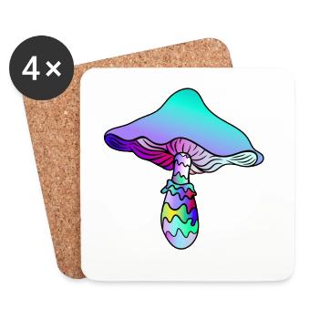 Psychedelic Mushroom - Rainbow Mushroom - Coasters (set of 4) - white - Front