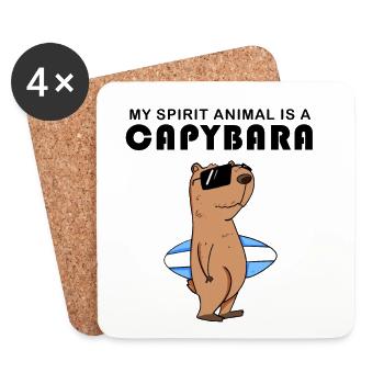 Capybara Wasserschwein Geschenk - Untersetzer (4er-Set) - Weiß - Vorne