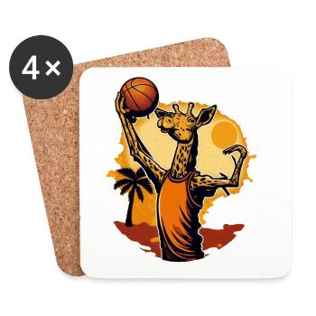 Giraffe playing basketball in the sun - Coasters (set of 4) - white - Front