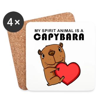 Capybara Wasserschwein - Untersetzer (4er-Set) - Weiß - Vorne