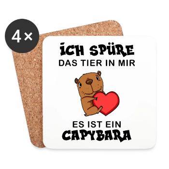 Capybara Wasserschwein Geschenk - Untersetzer (4er-Set) - Weiß - Vorne