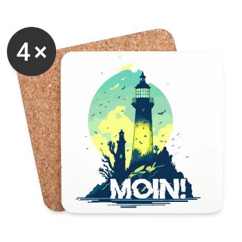 MOIN! - Untersetzer (4er-Set) - Weiß - Vorne