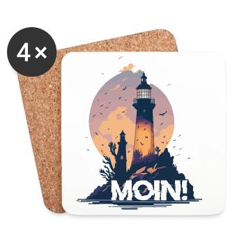 MOIN! - Untersetzer (4er-Set) - Weiß - Vorne
